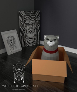 盒子里的猫纸模型