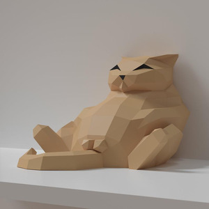 躺着的猫纸模型